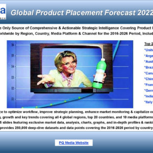 PQ Media's Global Product Placement Forecast 2022-2026